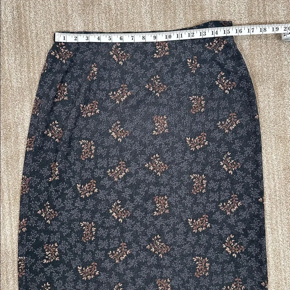 Karen Scott Vintage Floral Autumn Cottagecore Side Slit Midi Skirt Women Size 14